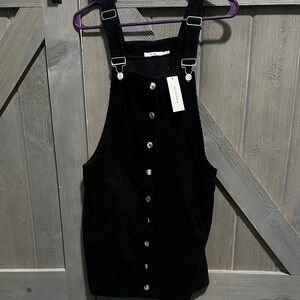 Francesca's Collections Black Corduroy Overall Dress